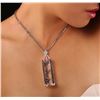 Image 1 : 14KT White Gold 155.79 ctw Kunzite and Diamond Pendant With Chain