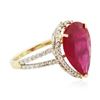 Image 4 : 14KT Yellow Gold 5.42 ctw Ruby and Diamond Ring