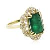 Image 4 : 14KT Yellow Gold 3.44 ctw Emerald and Diamond Ring