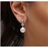 Image 1 : 18KT White Gold Pearl and Diamond Earrings
