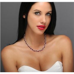 14KT White Gold 23.04 ctw Ruby and Diamond Necklace