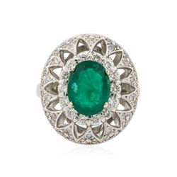 14KT White Gold 2.21 ctw Emerald and Diamond Ring