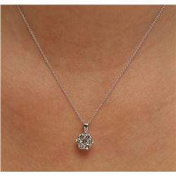 14KT White Gold 1.15 ctw Diamond Pendant With Chain