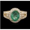 Image 3 : 14KT Yellow Gold 1.98 ctw Emerald and Diamond Ring