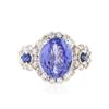 Image 3 : 14KT White Gold 4.08 ctw Tanzanite, Sapphire & Diamond Ring