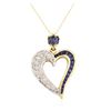 Image 4 : 14KT Yellow Gold 1.56 ctw Sapphire and Diamond Heart Pendant With Chain