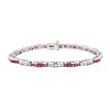 Image 3 : 14KT White Gold 0.90 ctw Ruby and Diamond Bracelet