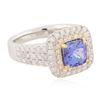 Image 2 : 14KT Two-Tone Gold 1.58 ctw Tanzanite and Diamond Ring