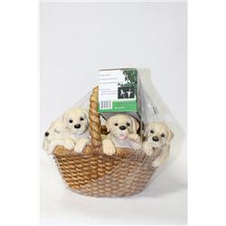 PUPPY GARDEN BASKET WITH NEW FLOWER SOLAR LIGHT