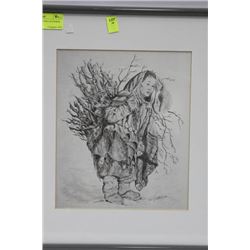 NATIVE ESKIMO WOOD GATHERER ARTIST SIGNED