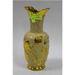 GOLD TONE AND PAINTED VASE