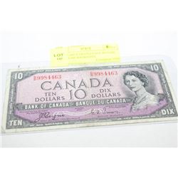 1954 SCARCE DEVILS FACE IN HAIR 10 DOLLAR BANKNOTE