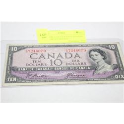 1954 SCARCE DEVILS FACE IN HAIR 10 DOLLAR BANKNOTE