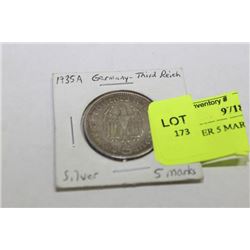 1935 SILVER 5 MARKS HINDENBURG COIN