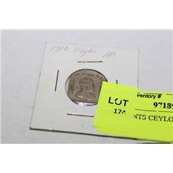 1910 5 CENTS CEYLON COIN