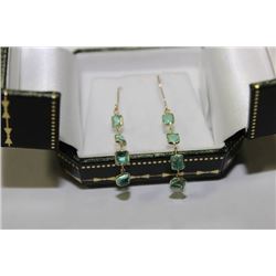 #43  14KT Y/GOLD  EMERALD 3CT EARRINGS