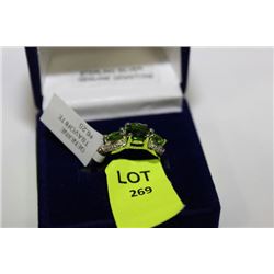 GENUINE  TSAVARITE AND STERLING SILVER RING