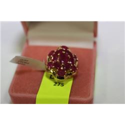 GOLD PLATED SILVER WITH POLISHED RUBIES RING