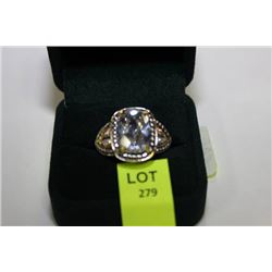 GOLD AND SILVER PLATE RING WITH SWAROVSKI CRYSTALS