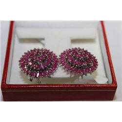 STERLING SILVER AND RUBY EARRINGS