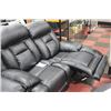 Image 2 : BLACK RECLINING W WHITE STITCHING LEATHER COUCH