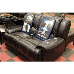 POWER RECLINER BROWN LEATHER LOVE SEAT