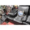 Image 4 : BLACK LEATHER RECLINING SOFA W CONSOLE LOVE SEAT