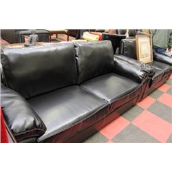 BLACK LEATHER SOFA AND LOVE SEAT