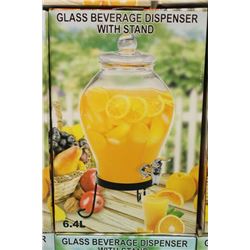 GLASS BEVERAGE DISPENSER W STAND 6.4 LITRE