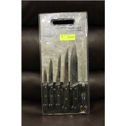 7 PC GERMAN STYLE KNIFE SET W CUTTING BOARD