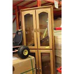 SOLID OAK DISPLAY CABINET