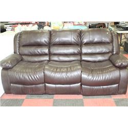 BROWN LEATHER RECLINING SOFA