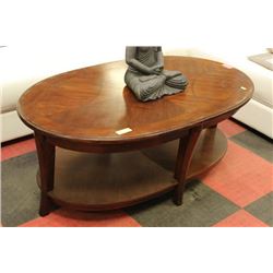 WOOD OVAL COFFEE TABLE  28x51x20T