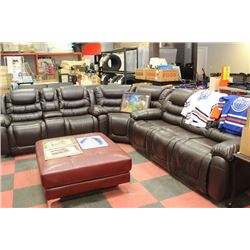 NEW BROWN LEATHER 3 PC RECLINING SECTIONAL