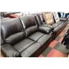 Image 1 : NEW BROWN LEATHERETTE RECLINING SOFA AND LOVE SEAT