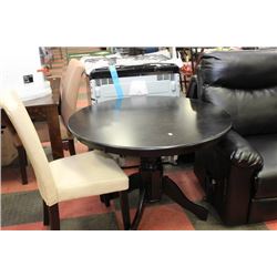 PEDESTAL BASE  ROUND TABLE W ONE  WHITE CHAIR