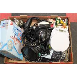 FLAT OF MISC. W PIGGY BANK/WORD GAMES/HEADPHONES