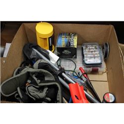 BOX OF NEW FISHING GEAR INCL. INTRUDER FLY WHEEL,