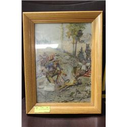 CHARLIE M. RUSSEL FRAMED PRINT, 17x12.5