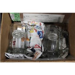 PAIR OF CANADIAN MADE PEWTER/GLASS MUGS