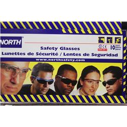 BOX OF 10 NEW NORTH SAFETY GLASSES