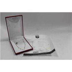 STAMPED 14K YELLOW GOLD SAPPHIRE NECKLACE