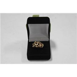 10K STAMPED YELLOW GOLD LADIES RING WITH 6 GENUINE