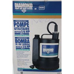 SUBMERSIBLE PUMP, 1/6 HP, NEAR NEW