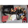 Image 1 : CLEAR BIN WITH FIGURINES, DIGITAL CAMERA,