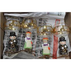 TRAY W/ 4 HUMMEL WINE GLASSES TRIMMED IN 14K GOLD