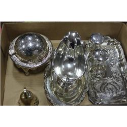 TRAY W/ SILVER PLATED DISHES