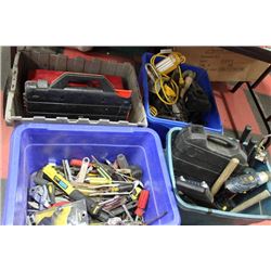 LARGE BIN OF  ASSORTED TOOLS X4