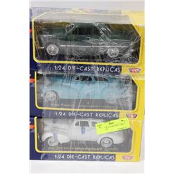 NEW 1:24 SCALE DIE CAST CARS, 3 CARS IN SET