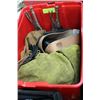 Image 1 : RED TUB WITH WELDING JACKET, SLEEVES, HAT, TOOLS